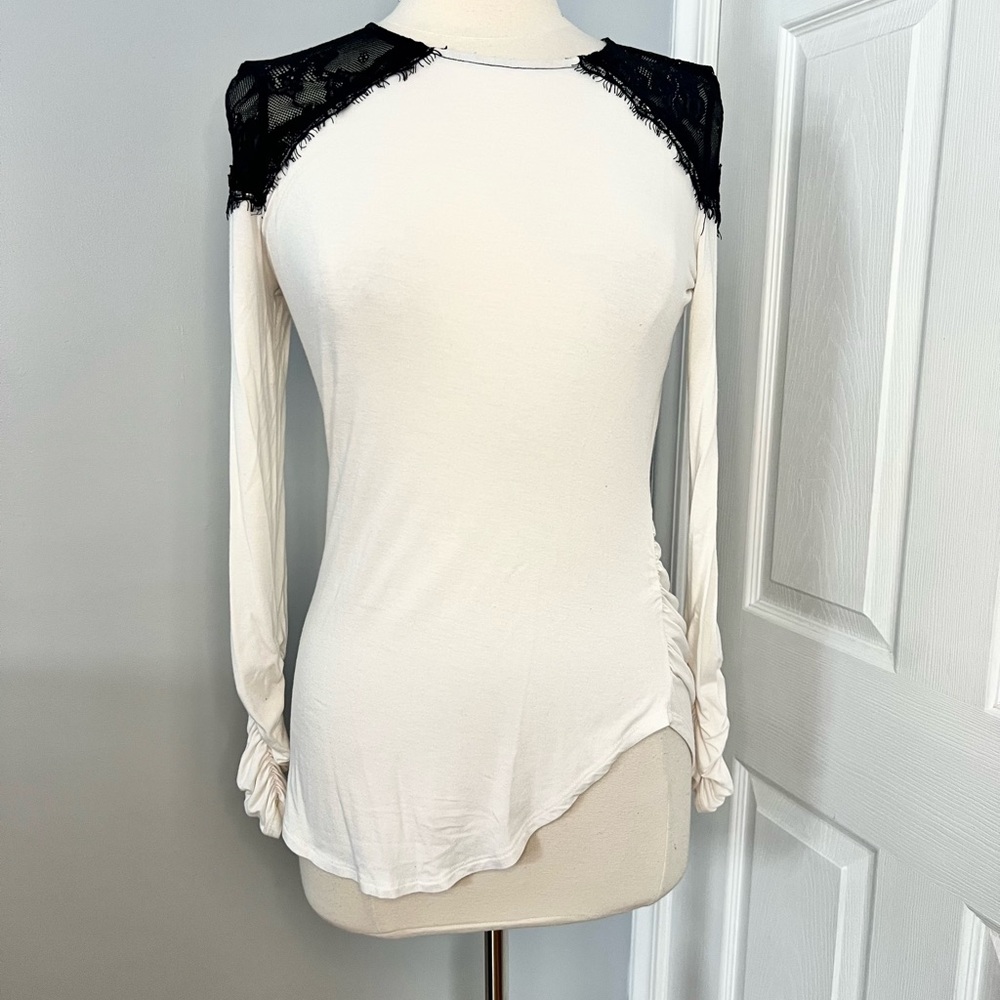 Bisou Bisou Lace Shoulder Blouse